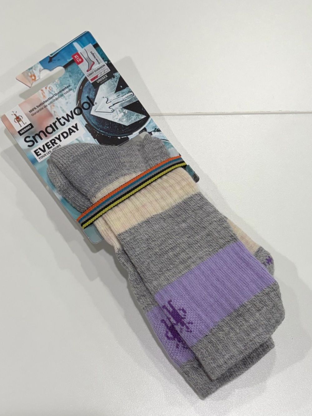 SmartWool Women's XL Everyday Barnsley Sweater Socks Grey Purple NWT Stripes